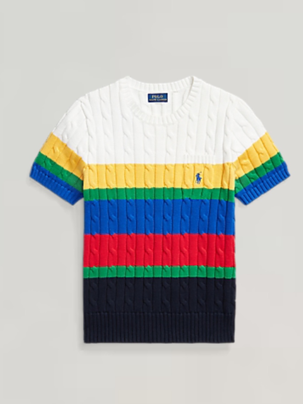 Polo Ralph Lauren Striped Cable Short-Sleeve Pullover. S size